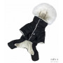Чорний зимовий комбінезон для собак на хутрі з капюшоном AM-5