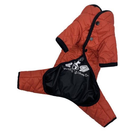 Зимний комбинезон для собак двухсторонний стеганый красного цвета AS-8