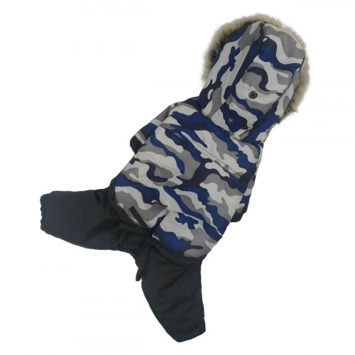 Зимний комбинезон для собак со съемными штанами голубой камуфляж CO-20