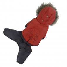 Зимний комбинезон для собак со съемными штанами коралового цвета CO-21