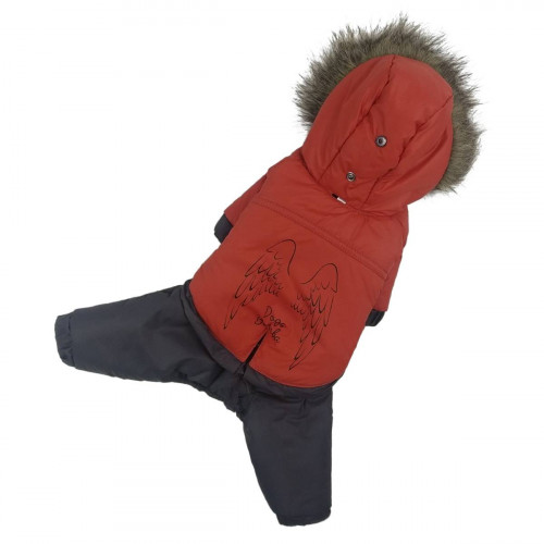 Зимний комбинезон для собак со съемными штанами коралового цвета CO-21