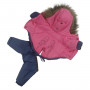 Зимний комбинезон для собак со съемными штанами розового цвета CO-22