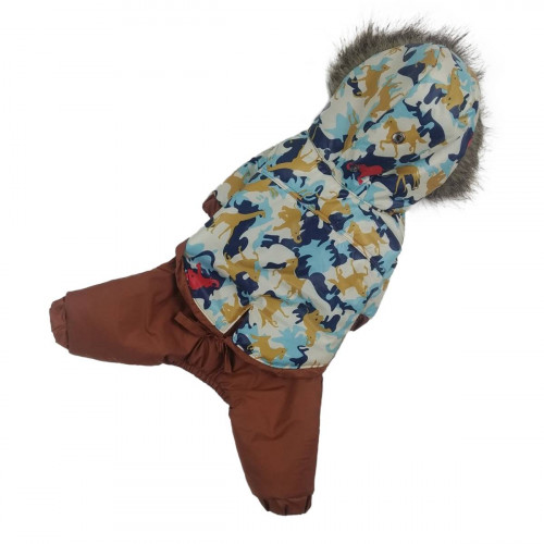 Зимовий комбінезон для собак зі знімними штанами кольору сафарі CO-23