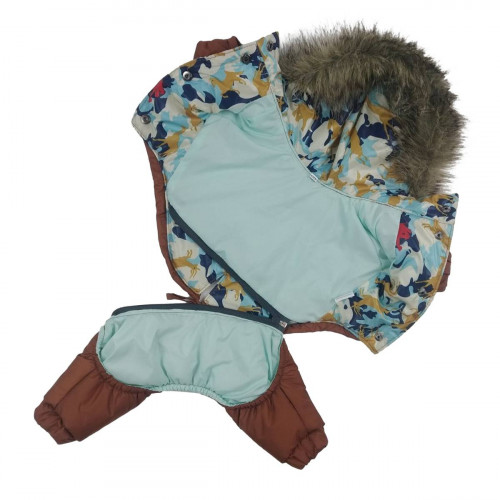 Зимовий комбінезон для собак зі знімними штанами кольору сафарі CO-23