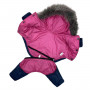 Зимний комбинезон для собак со съемными штанами малинового цвета CO-28