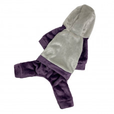 Утепленный махровый костюм для собак фиолетового цвета D-139