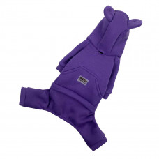 Утеплений костюм для собак фіолетового кольору D-142 з капюшоном та вушками