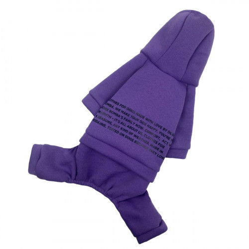 Тёплый костюм для небольших собак фиолетового цвета D-147 с капюшоном