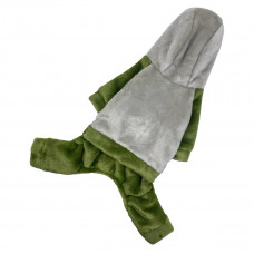 Утепленный махровый костюм для собак оливкового цвета D-151