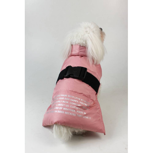Дутый водоотталкивающий жилет для собак розового цвета G-50