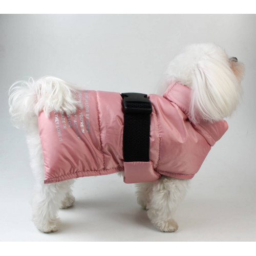 Дутий водовідштовхувальний жилет для собак рожевого кольору G-50