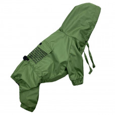 Водоотталкивающий зеленый дождевик для собаки M-77