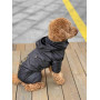 Дощовик для собак із прихованим капюшоном чорного кольору M-80