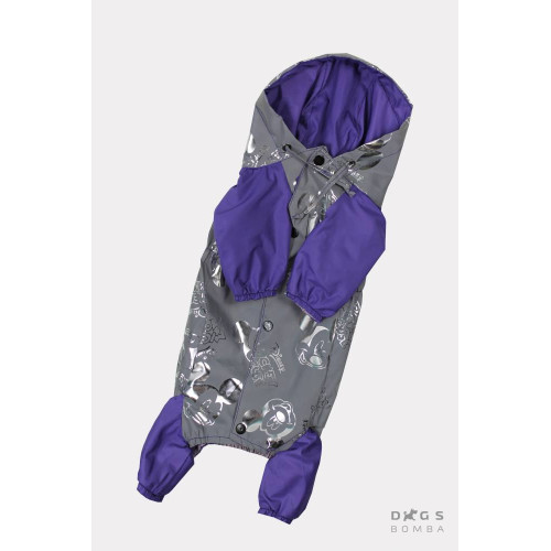 Дождевик для собаки девочки из светоотражающей ткани Микки серебро MD-9