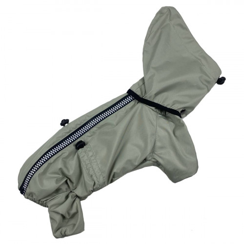 Дощовик для собак на флісі оливкового кольору MF-25 зі знімним капюшоном