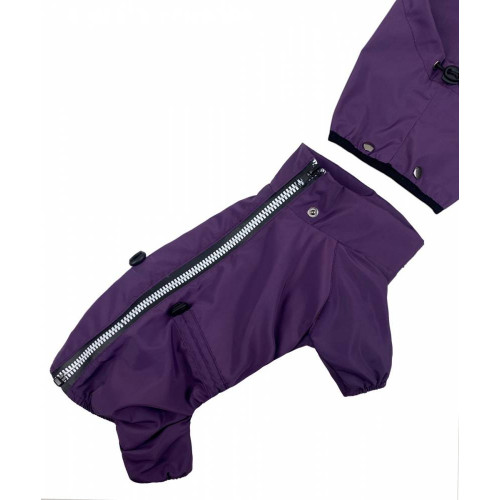 Дощовик для собак на флісі фіолетового кольору MF-27 зі знімним капюшоном