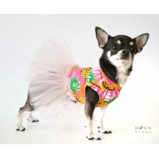 Платье с фатином для собак с принтом ананас O-84