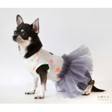 Платье с фатином для собак с принтом звёзды O-86
