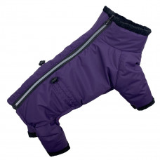 Фиолетовый зимний теплый комбинезон для собак на змейке R-33