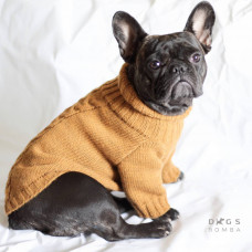 Вязаный косичкой свитер для собак цвета горчицы Y-227