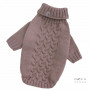 В'язаний cтрейтчевий косичкою светр для собак кольору какао Y-228