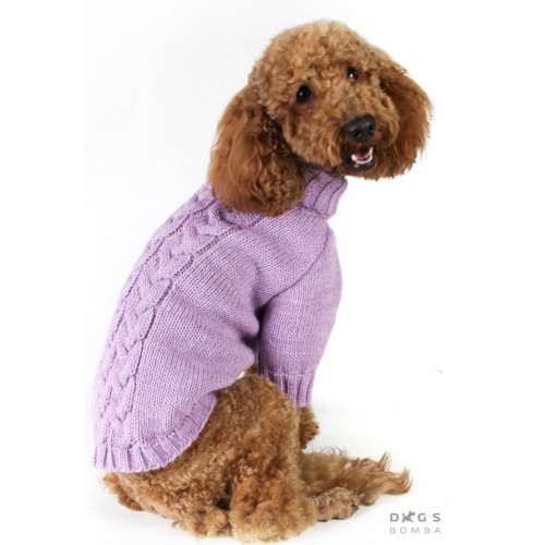Стрейтчевий в'язаний светр для собак лавандового кольору Y-229