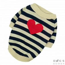 Вязаный свитер для собак полосатый с сердцем Y-249