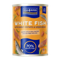 Беззерновой влажный корм для собак Fish4Dogs Finest Белая рыба с бататом и зеленой фасолью 395 г