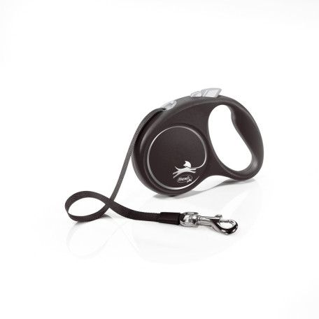 Поводок-рулетка для собак Flexi Black Design, лента, черный
