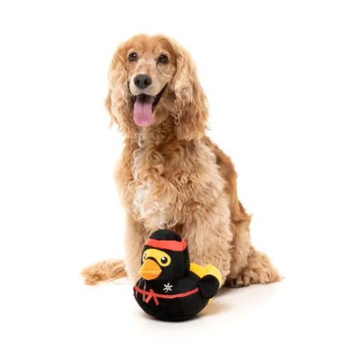 М'яка іграшка Качка-ніндзя плюшева жовта для собак FuzzYard