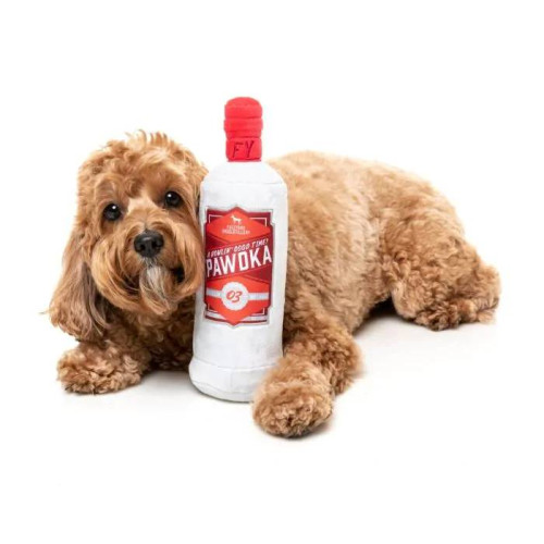 М'яка іграшка FuzzYard Горілка Pawdka біла з яскравим принтом для собак FuzzYard