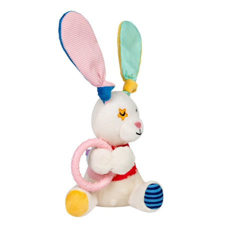 М'яка іграшка для собак Зайчик з кільцем та пищалкою GiGwi Plush Friendz, 16 см