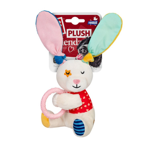 М'яка іграшка для собак Зайчик з кільцем та пищалкою GiGwi Plush Friendz, 16 см - фото 2