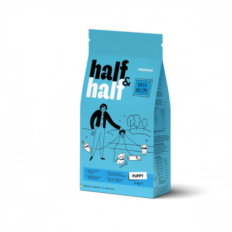 Сухий корм Half&Half для цуценят усіх порід із яловичиною