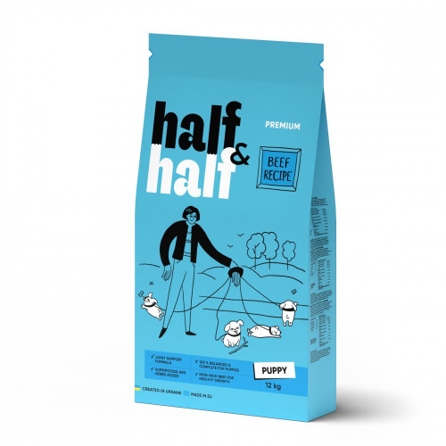 Сухий корм Half&Half для цуценят усіх порід із яловичиною