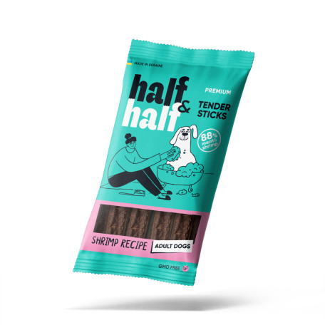 Ласощі Half&Half м'ясні палички для собак з креветкою 100 г