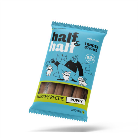 Ласощі Half&Half м'ясні палички для цуценят з індичкою 100 г