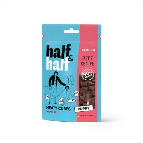 Ласощі Half&Half м'ясні кубики для цуценят з яловичиною 100 г