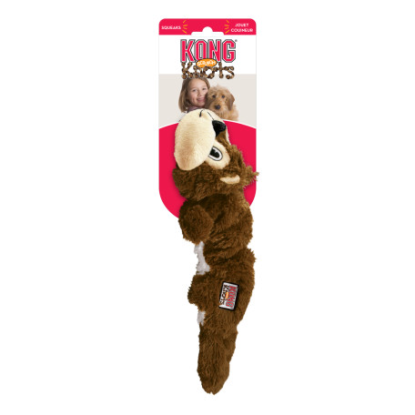 Игрушка Scrunch Knots Белка с пищалкой и шуршащим элементом серо-коричневая для собак Kong
