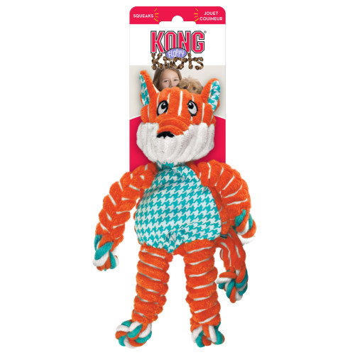М'яка іграшка Kong Floppy Knots Лисиця з канатом руда для собак Kong