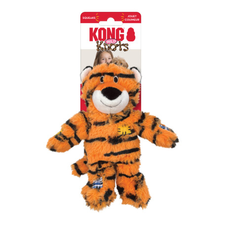 Мягкая игрушка Kong Wild Knots Тигр с внутренним канатом и пищалкой, тигрового окраса для собак Kong