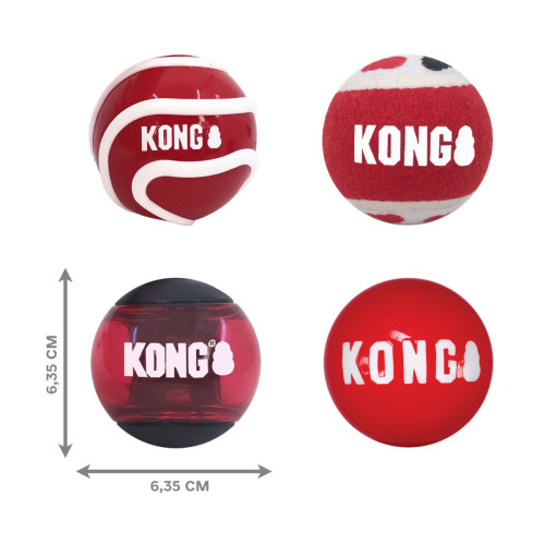М'ячики Kong Signature Balls червоні 4 шт. для собак Kong