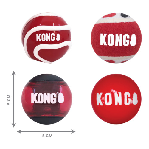 Набір міцних м'ячиків Kong Signature Balls червоні для собак Kong