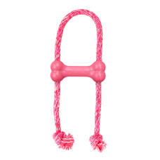 Игрушка для щенков KONG Puppy Goodie Bone с веревкой розовая для собак Kong