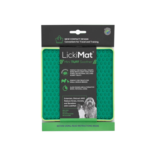 Лизательный коврик антистресс для собак LickiMat Mini Tuff Soother, зеленый