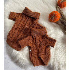 В'язаний светер для собак в модному коричневому кольорі