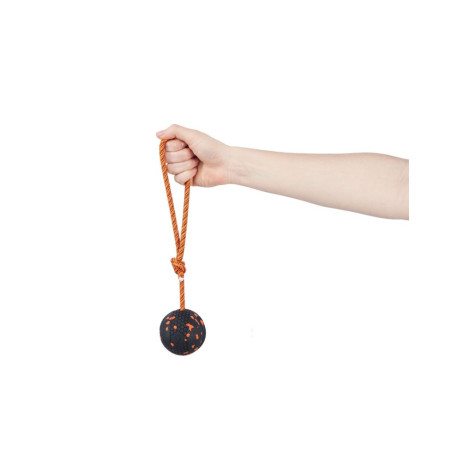 М'ячик на мотузці для собак Non-stop dogwear Dog Ball on Rope, чорно-помаранчевий