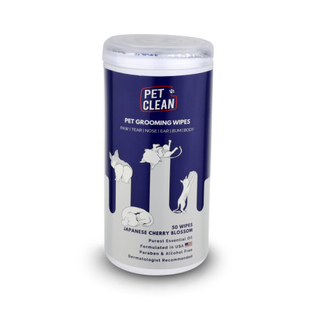 Серветки вологі Pet Clean PET GROOMING WIPES для грумінгу з ароматом японської вишні