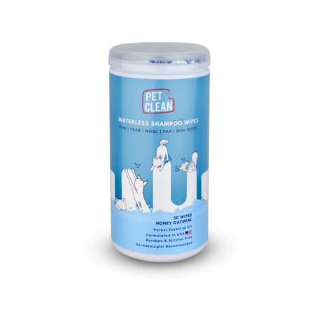 Вологі серветки Pet Clean PET WATERLESS SHAMPOO WIPES для очищення складок