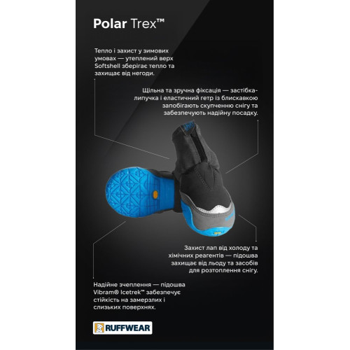 Зимние ботинки для собак Ruffwear Polar Trex™, черные - фото 6